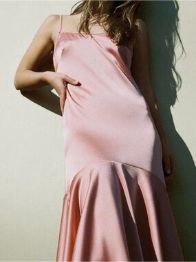Ciao Lucia Dusty Pink Satin Slip Mermaid Maxi Dress